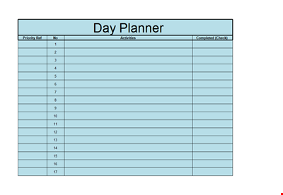 Day Planner Checklist Template