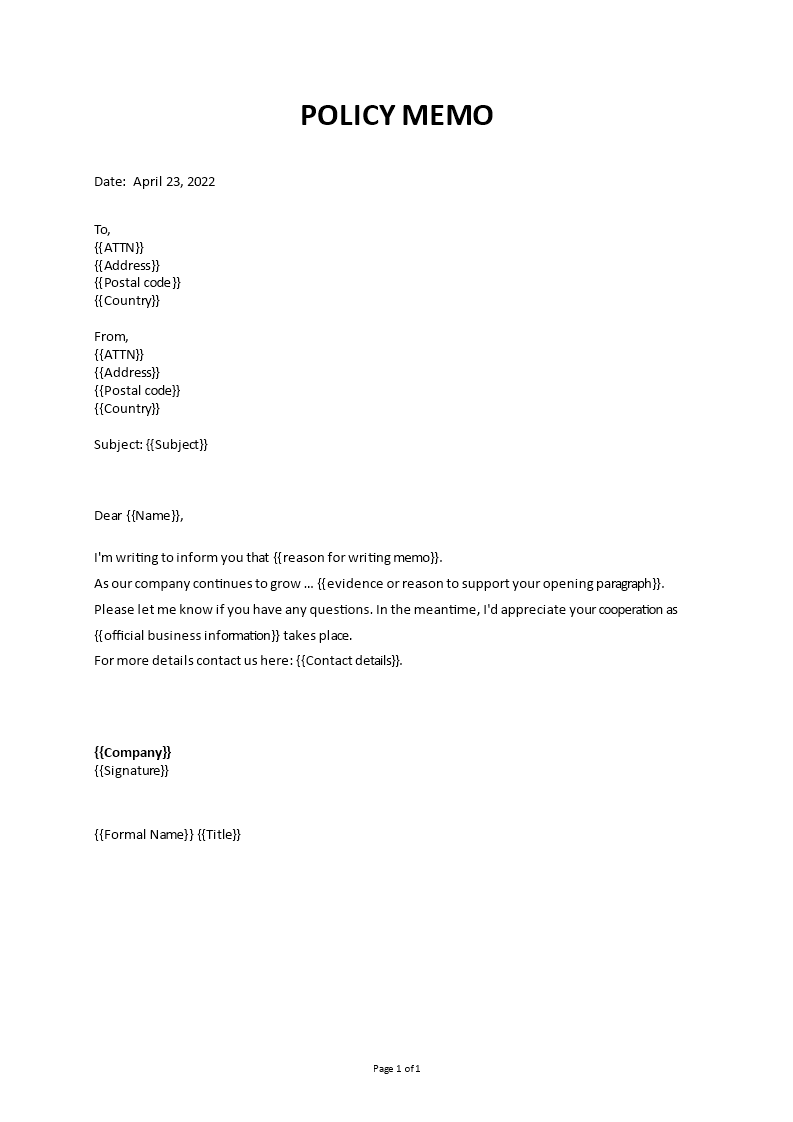 policy memo example