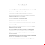 Funny goodbye speech example document template 