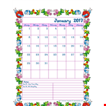 Printable Blank Calendar for Kids - Sunday, Monday, Tuesday, Wednesday, Friday example document template