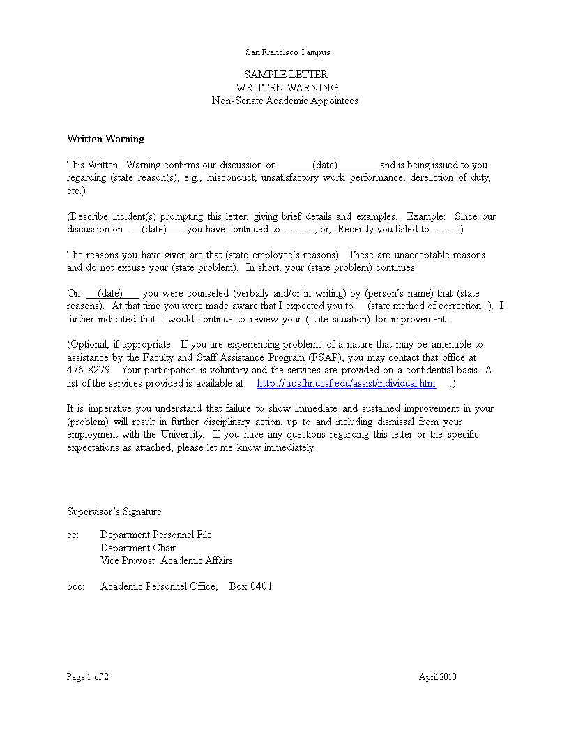 Written Employee Warning Letter Academic State Compliance written-employee-warning-letter-academic-state-compliance