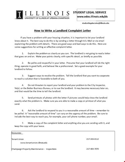 Official Business Complaint Letter Template