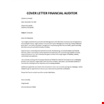 Financial Auditor cover letter example document template