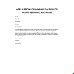 Application for advance salary for house repairing and paint example document template