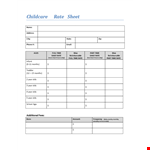 Childcare Rate Sheet Template example document template