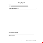 Free Daily Report example document template
