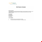 Mini Resume Example - Career, Information, Contact | Resume Template example document template