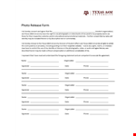 Get a Texas Photo Release Form for Your University or Organization example document template