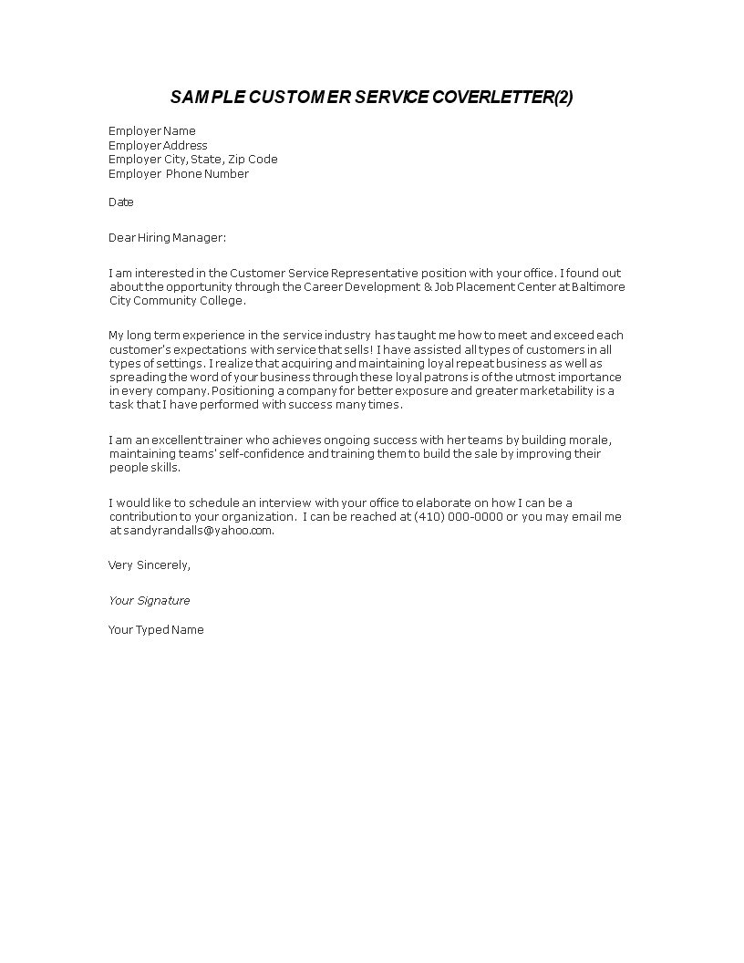 customer-service-job-cover-letter