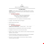 Customer Service Resume Template | Professional Company CV format example document template