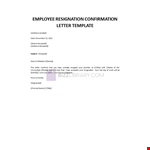 Employee Verbal Resignation Confirmation example document template
