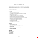 Makeup Artist Job Description  example document template