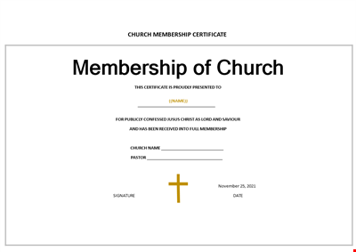 Church Membership Certificate