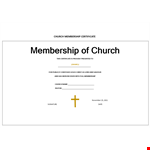 Church Membership Certificate example document template 