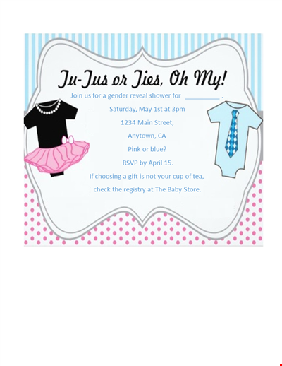 Gender Reveal Invitation Template - Saturday Gender Shower Reveal