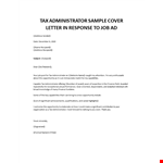 Tax Administrator Cover letter  example document template