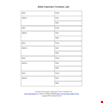 Download Free Contact List Template - Organize Emails, Notes, Addresses, and Phones example document template