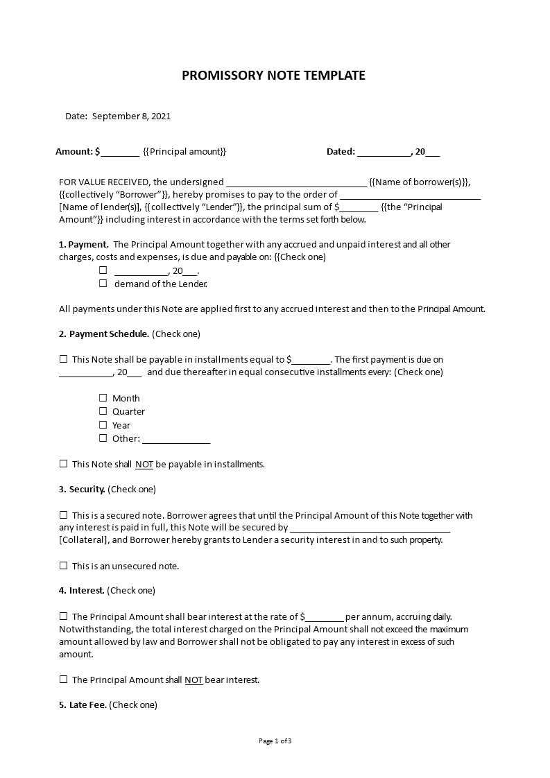 Promissory Note Template Regarding California Promissory Note Template
