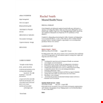 Experience Mental Health Nursing, Helping Patients with Mental Health example document template