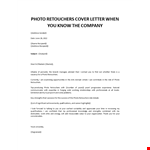 Photo Retouchers cover letter example document template
