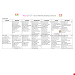 Monthly Event Calendar example document template