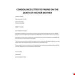 Condolence letter to friend death of mother example document template