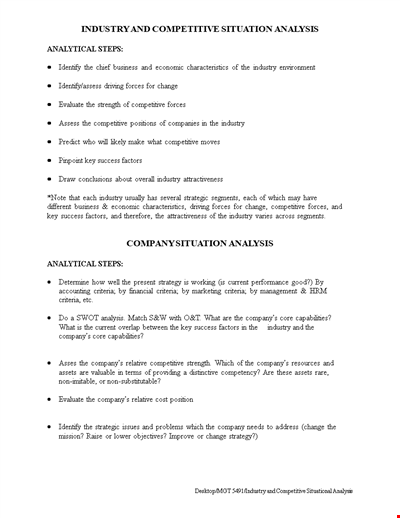 Competitive Situation Analysis Template