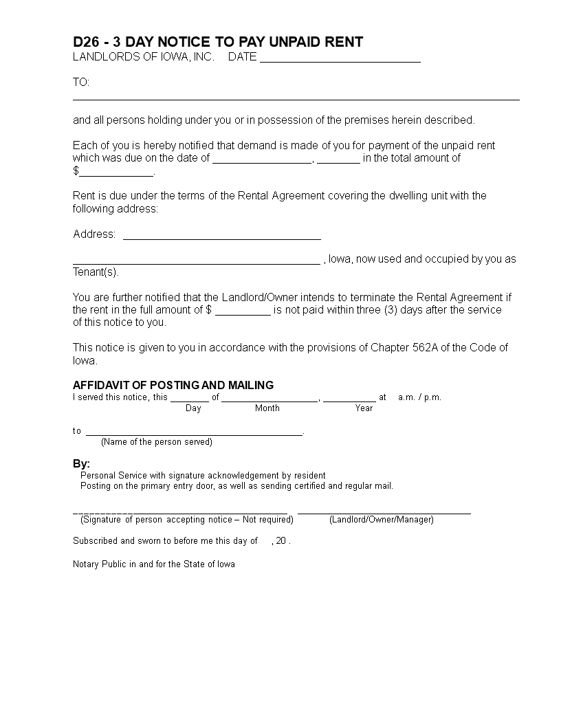 Late Rent Notice Template - Effective Notice for Unpaid Rent
