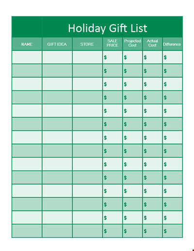 Holiday Gift List Template for Easy and Organized Gifting