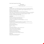 Junior Project Manager Resume Sample example document template