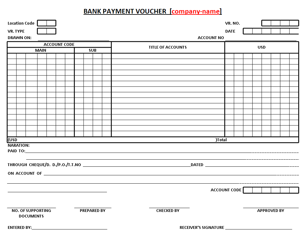 Bank Payment Voucher In Excel