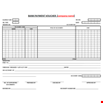 Bank Payment Voucher in Excel example document template