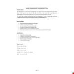 Sales Consultant Job Description example document template