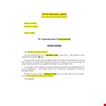 Effective Demand Letter Template for Debt Recovery - Claim Your Outstanding Amount example document template 