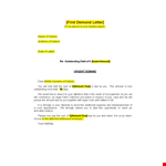 Effective Demand Letter Template for Debt Recovery - Claim Your Outstanding Amount example document template