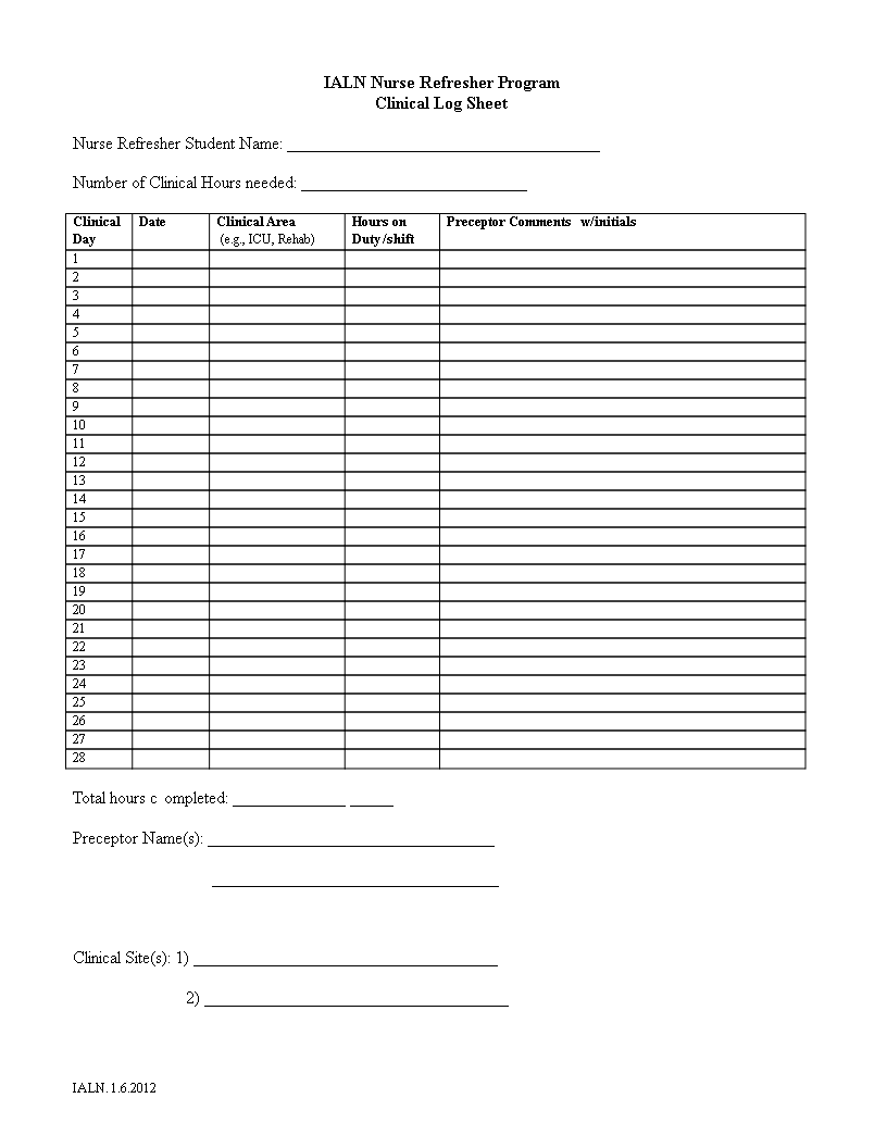 nurse-clinical-hours-log-sheet-refresher-course