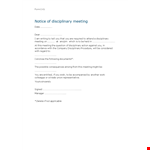 Disciplinary Letter Meeting For An Employee Download example document template 