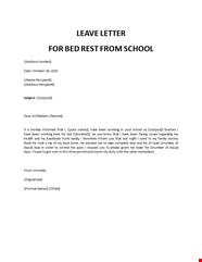 School Leave Letter By Teacher