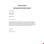 School Leave Letter by Teacher example document template