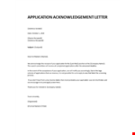 Application acknowledgement letter example document template