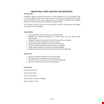 Real Estate Assistant Job Description example document template