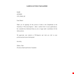 Sample Rejection Letter - Expert Advice from Your Superiors example document template
