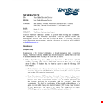 Professional Business Memo Template | Loans | Water | California | Water Reuse example document template