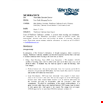 Professional Business Memo Template | Loans | Water | California | Water Reuse example document template 