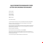Sales Promotion Manager cover letter example document template