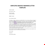 Employee Absence Warning Letter Template example document template