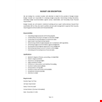 Budget Analyst Job Description example document template