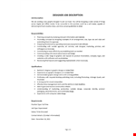 Designer Job Description example document template
