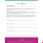 Sign Our Dance Photo Release Form for Minors | Atlantic example document template