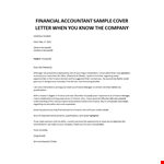 Financial Accountant sample cover letter example document template